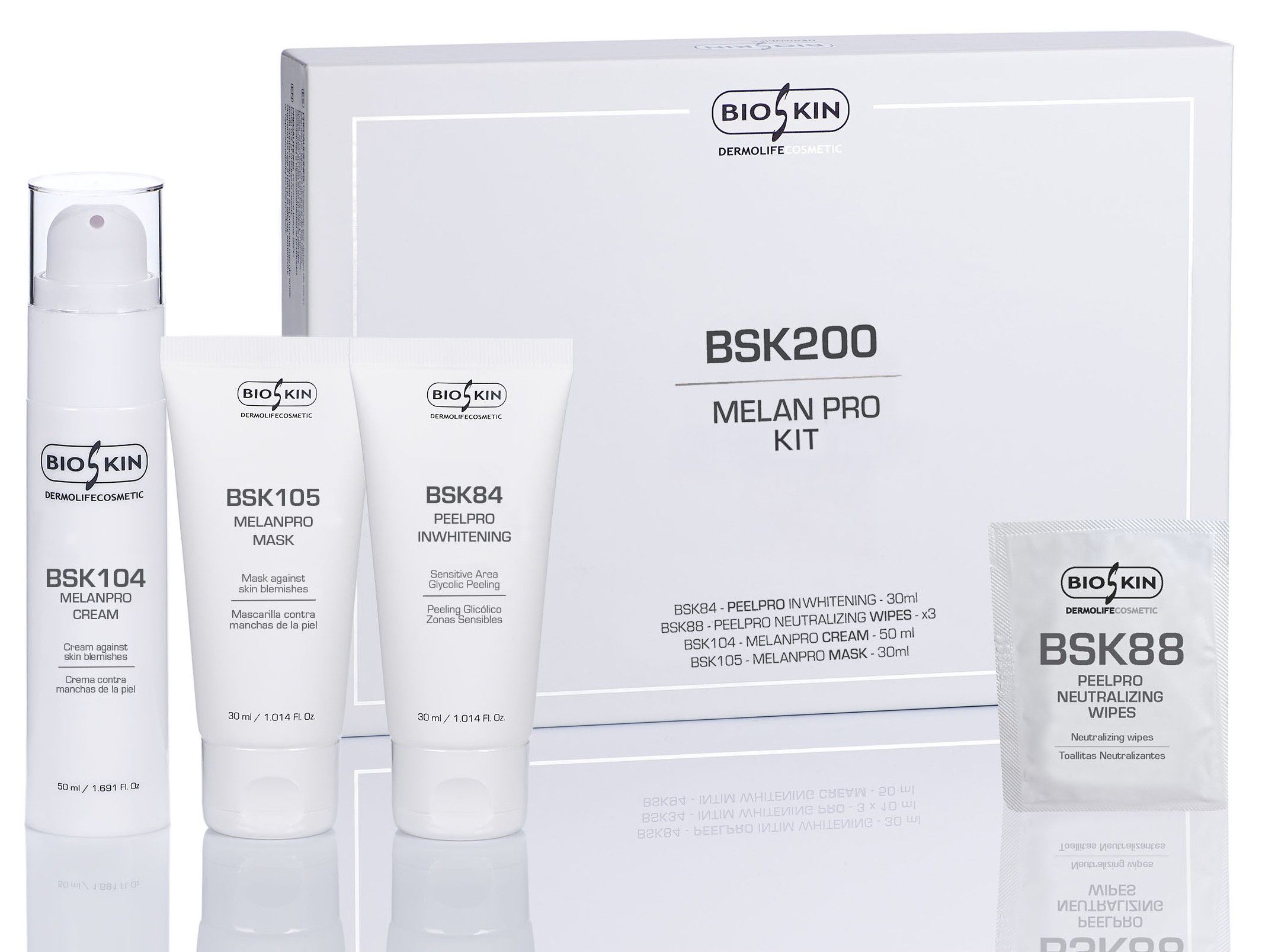Bioskin Dermolife Melan Pro kit with cream, mask, peel and neutralizing wipes